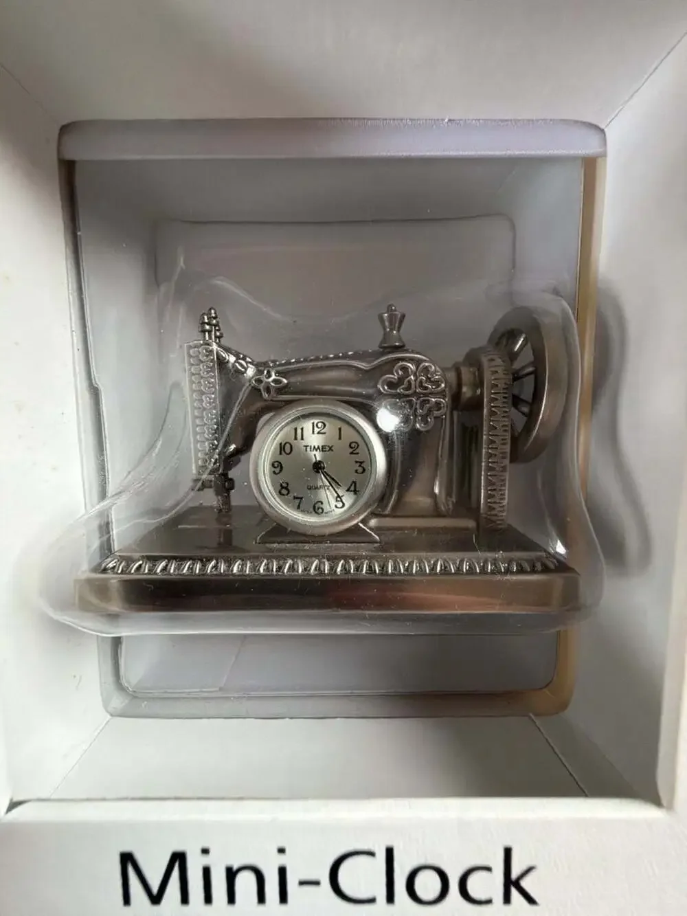 Timex Collectible Mini Clock Pewter Sewing Machine